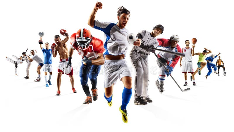 Multi baseball enorme dell'hockey di calcio di pallacanestro di calcio del collage di sport che inscatola ecc fotografia stock libera da diritti Multi baseball enorme dell'hockey di calcio di pallacanestro di calcio del collage di sport che inscatola ecc fotografia stock libera da diritti