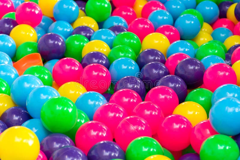 Multi Color Vibrant Plastic Ball in Kids Playing Station Stock Photo
