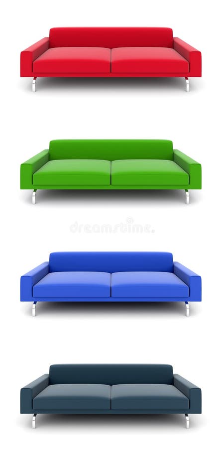 Multi-colored 3d models of sofas