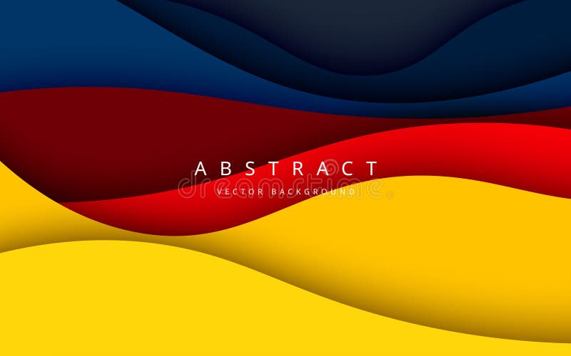 Multi Colored Abstract Blue Yellow Red Papercut Overlap Layers Background. Stock Vector