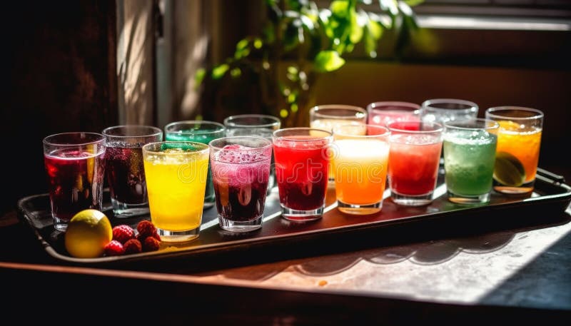 Multi Colored Cocktail Glass Holds Fresh Fruit Drink Generated by AI ...