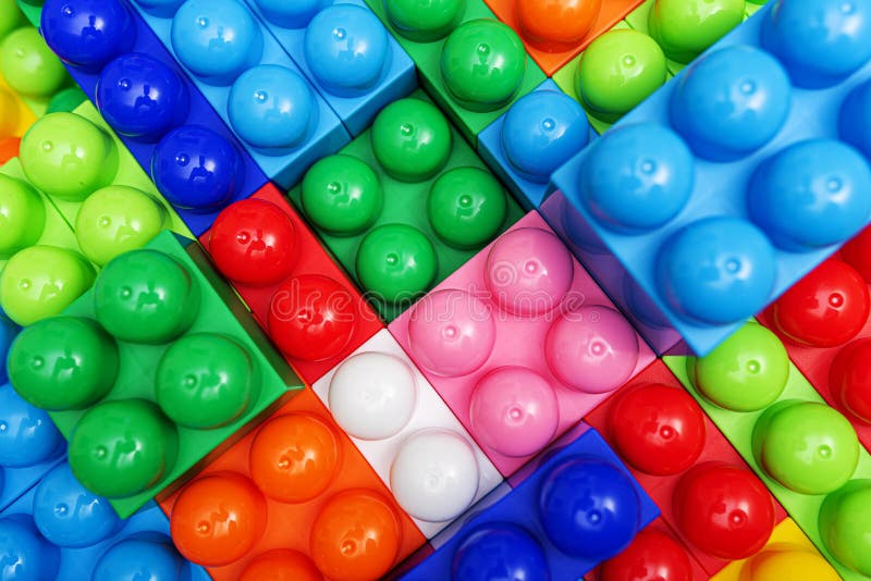 Children&#x27;s multi-colored constructor as an abstract background. Multicolored blocks close-up. royalty free stock image