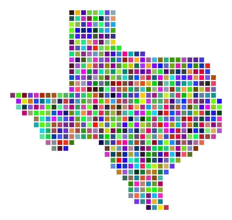 Multicolored Dot Texas Map stock vector. Illustration of america