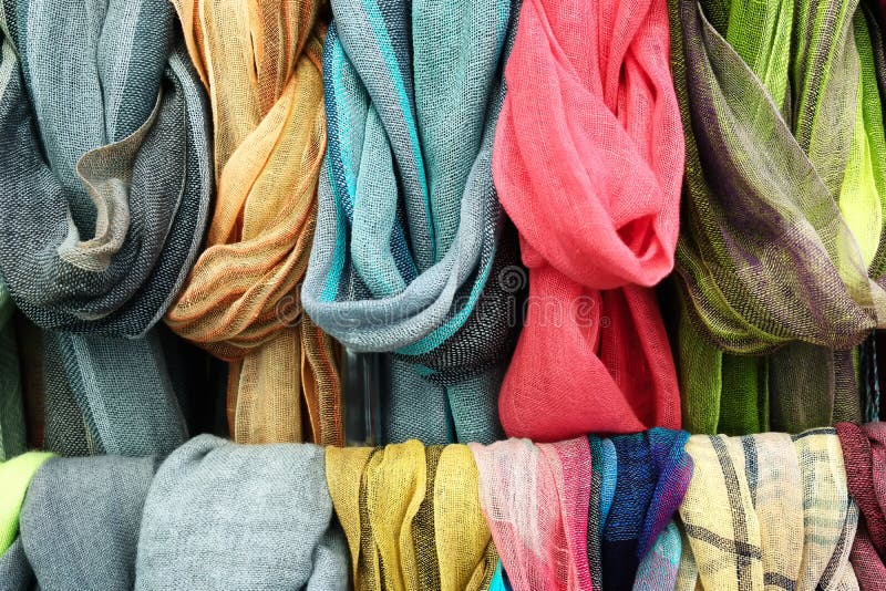 Multi-colored Fabric Made Of Linen At The Fair Stock Image - Image of ...