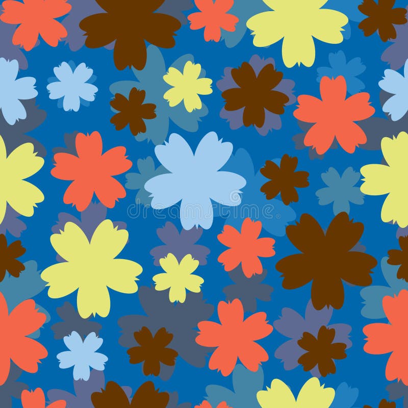 Multi-colored flowers on a homogeneous background