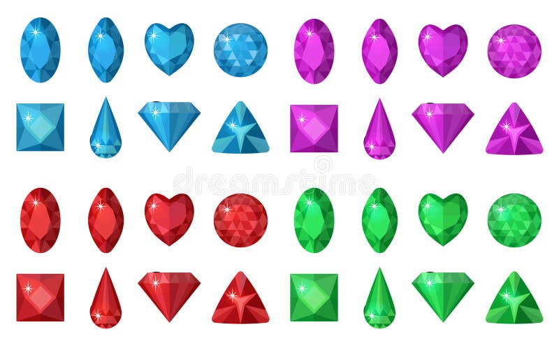 Set of red gems isolated on white Royalty Free Vector Image