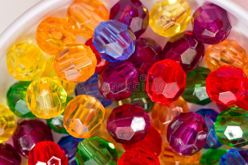 Multicolored Glass Beads for Beads and Bracelets Shot Large on a White Background Stock Image