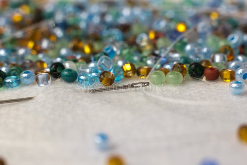 Multicolored Glass Beads for Embroidery Stock Photo Image of making