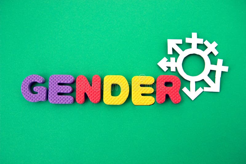 Colored Letters Gender With Symbols On Green Background Stock Photo Image of female