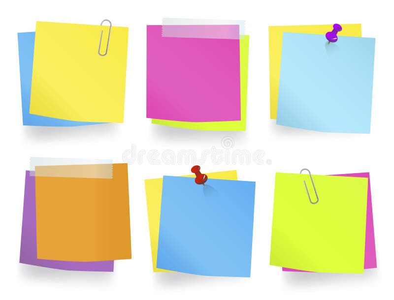Multi-Colored Memos In A Row vector illustration
