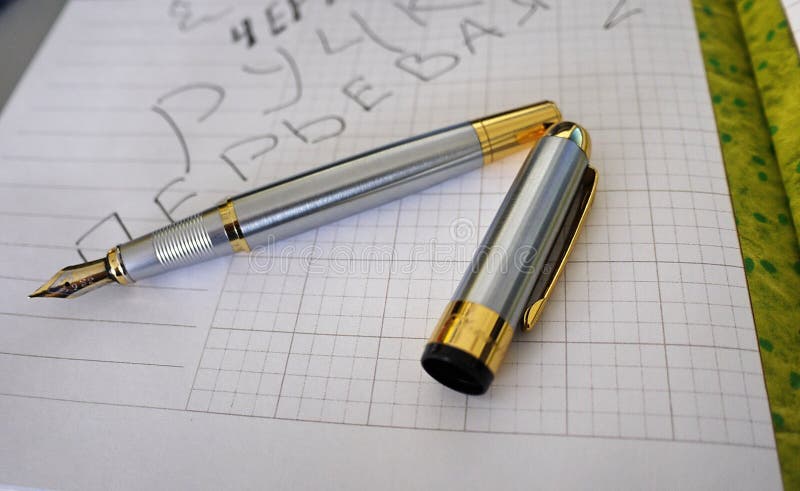 Multi colored Pens Beautifully Laid On The Writing Table Stock Image 