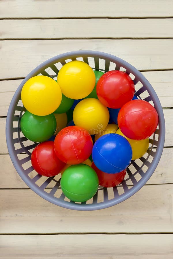 Colorful Plastic Toy Balls In Basket Stock Photo Image of pattern