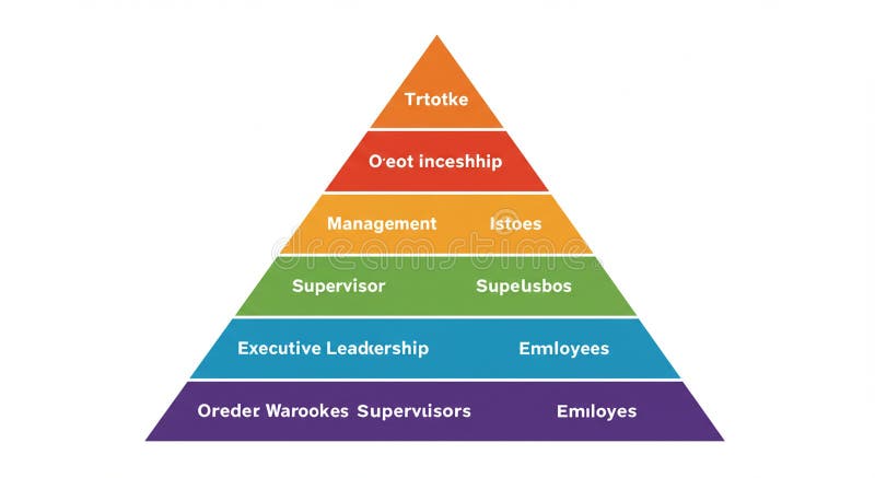 A multi-colored pyramid graph illustrating organizational hierarchy. The structure is royalty free illustration