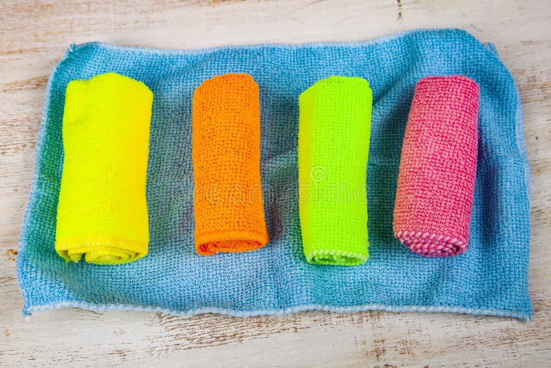 Multi-colored rags for cleaning stock photos Multi-colored rags for cleaning stock photos