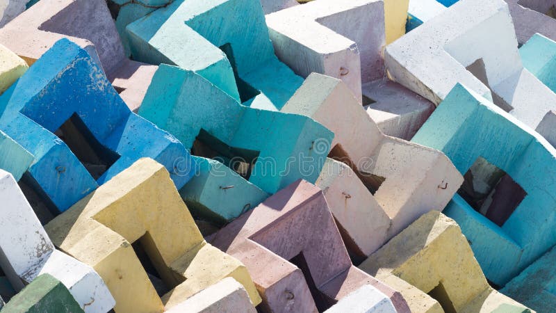 Multi-colored Reinforced Concrete Blocks Stock Image - Image of bright