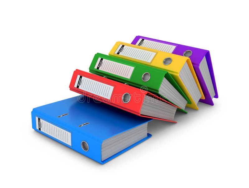 Multi-colored ring binders on a white background. stock illustration Multi-colored ring binders on a white background. stock illustration