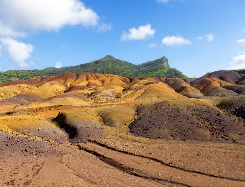 Multi Colored Sand Dunes of Chamarel Stock Image Image of hillside