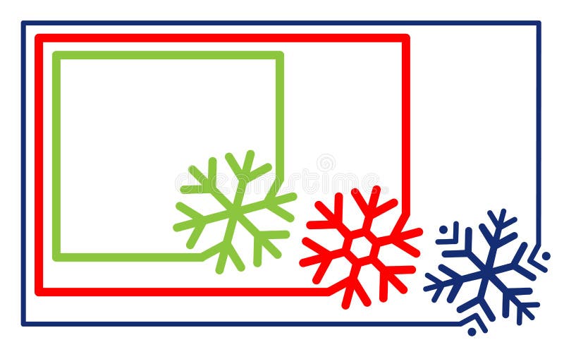 Multi-colored set border frame line with corner element snowflake vector. Label simple rounded snowflake silhouette template icon