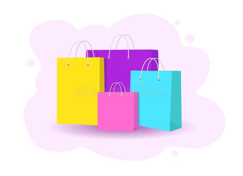 Multicolored Shopping Bags. Set of Packages for Purchase and Carrying