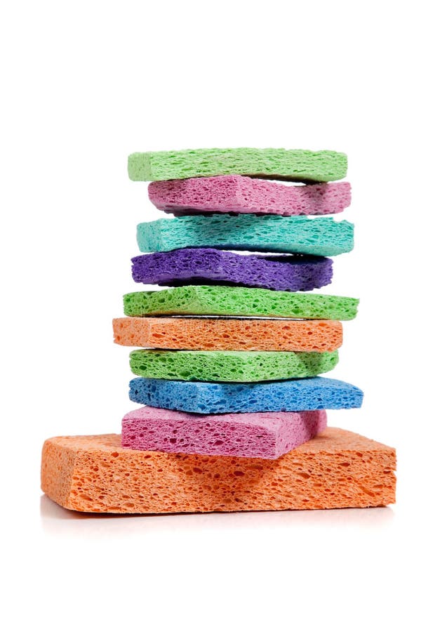 Multicolored Sponges On A White Background Stock Image Image of bath