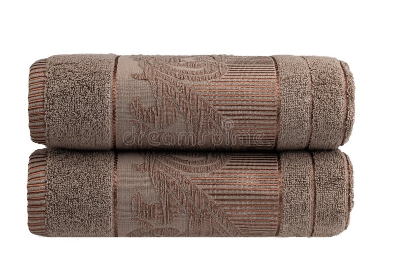 Multicolored Terry Cotton Bath Towels, Isolated Stock Photo Image of