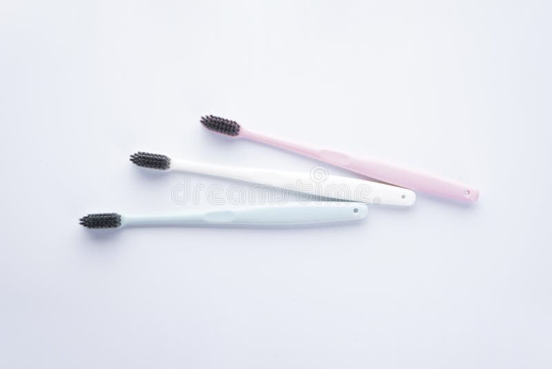 Flat Lay Composition Multicolored Toothbrushes With Black Bristles On