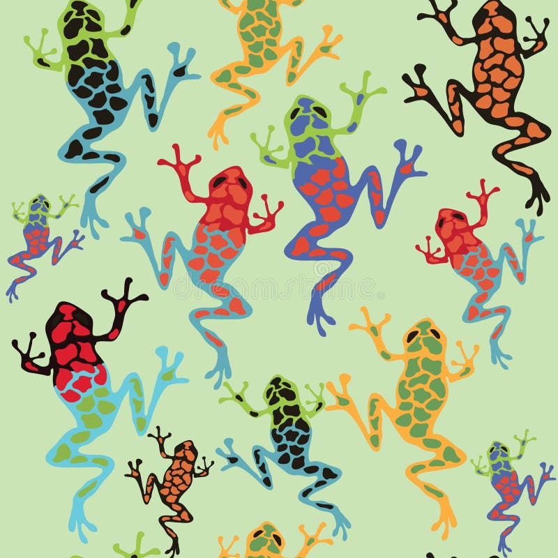 Multi-colored verschillende soorten tropisch giftig kikkerpatroon royalty-vrije illustratie Multi-colored verschillende soorten tropisch giftig kikkerpatroon royalty-vrije illustratie