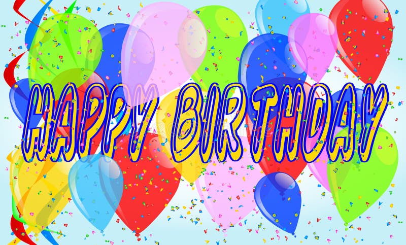 Happy Birthday Balloons and Confetti Party Stock Vector - Illustration ...