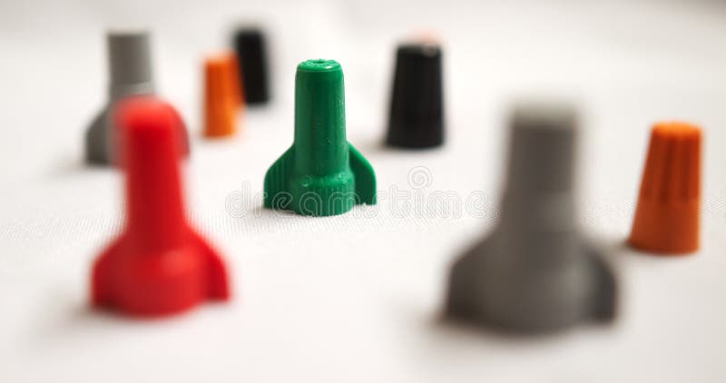 Multi coloured electrical connectors. stock photo