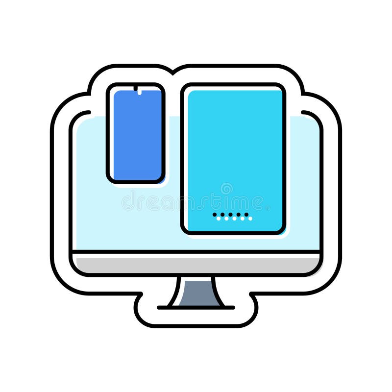 Multi device compatibility color icon vector illustration stock illustration
