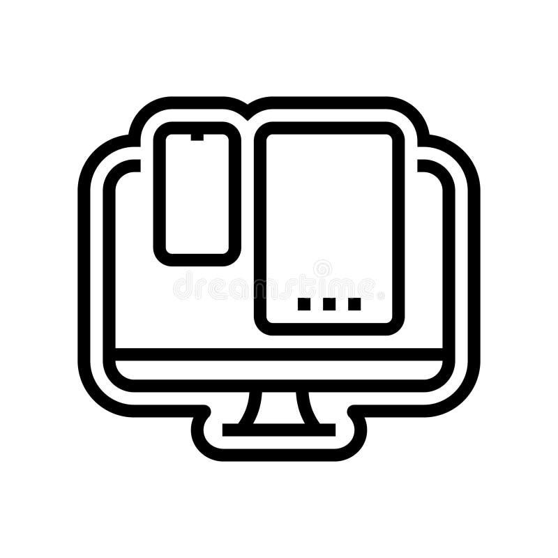 Multi device compatibility line icon vector illustration stock illustration