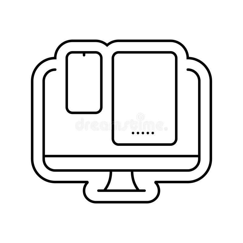 Multi device compatibility line icon vector illustration stock illustration