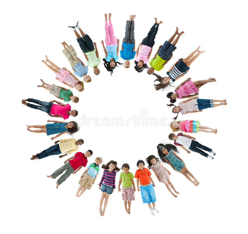 Multi-Ethnic Children Lying Down Forming Circle.