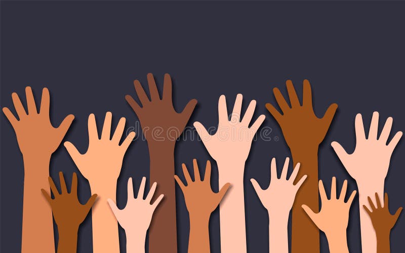 Multi Ethnic And Diverse Hands Raised Up Charity Crowd Workforce Multi Ethnic And Diverse Hands Raised Up Charity Crowd Workforce
