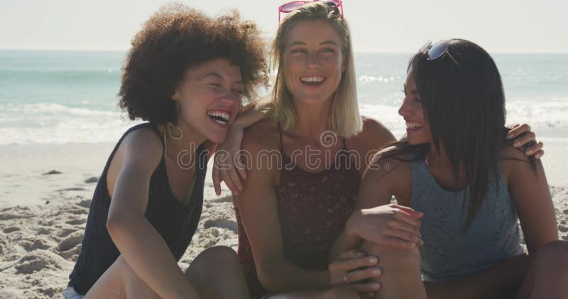 Multi-ethnic group of friends enjoying time in the sun