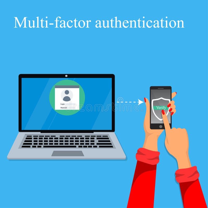 Multi-factor authentication design. vector illustration