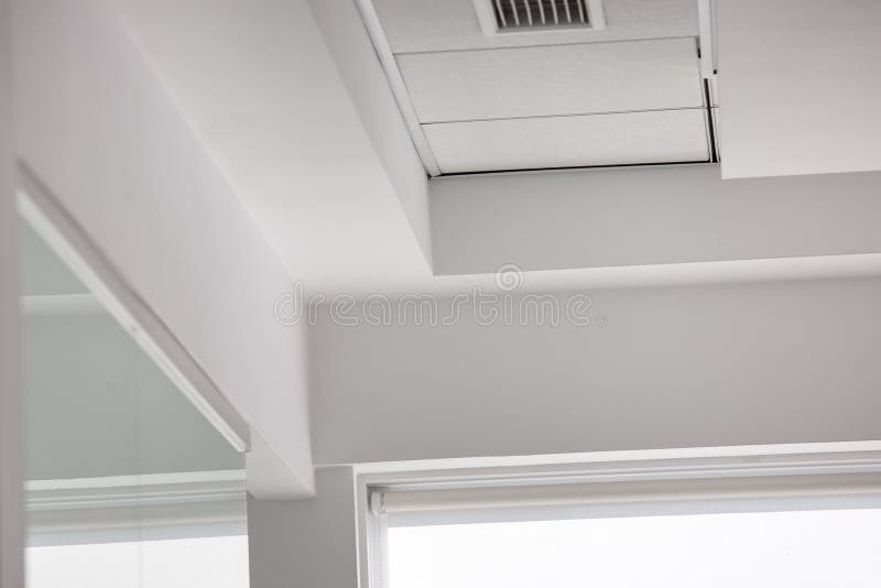 Multi Tiered White Plasterboard Ceiling And Tiled Square Suspended Ceiling Stock Photo Image Of System Install