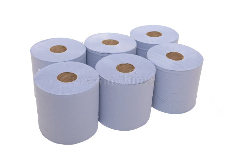 Multi Pack of Industrial Sized Blue Paper Towels Stock Image Image of