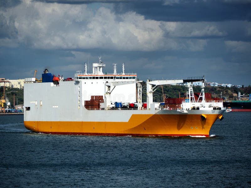 Multi Purpose Cargo Ship Underway Editorial Photography - Image of blue