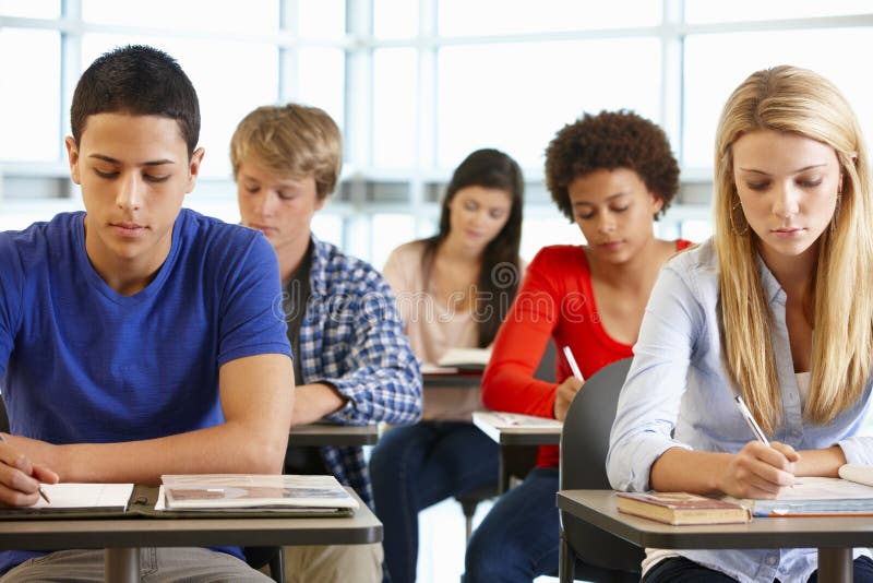Multi racial teenage pupils in class royalty free stock photos Multi racial teenage pupils in class royalty free stock photos