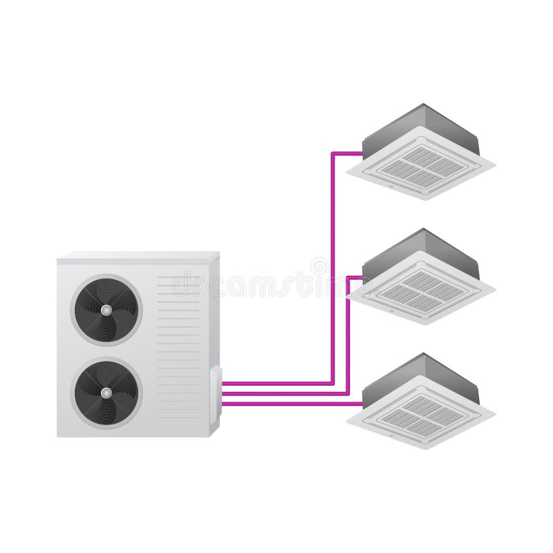 Multi Split  Air  Conditioning  System  Stock Vector 