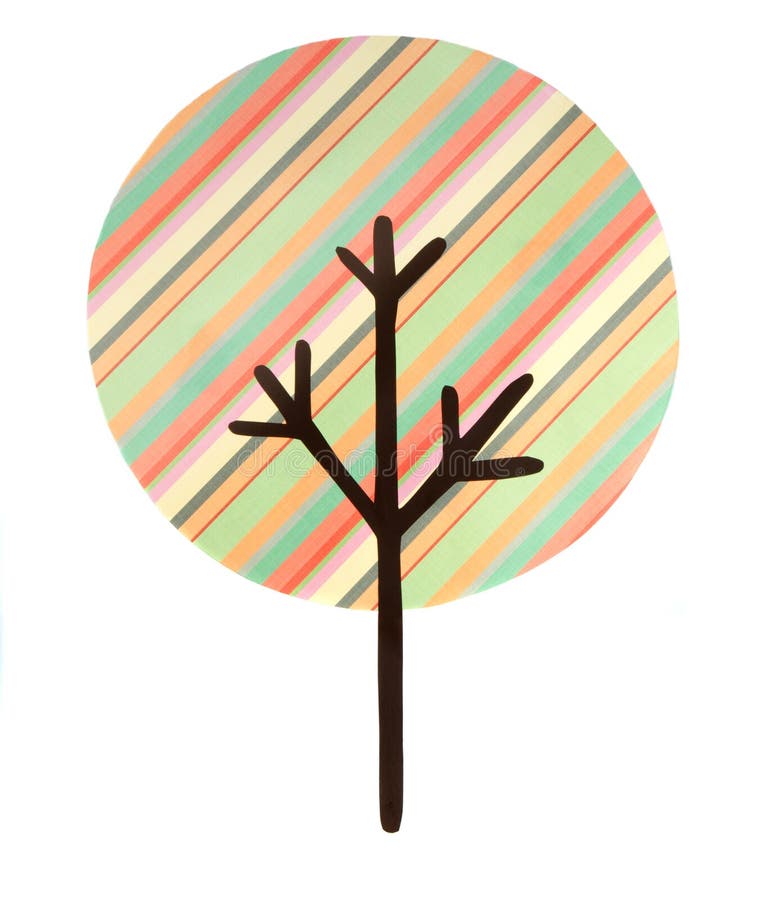 A multi striped tree cut out, isolated on a white background