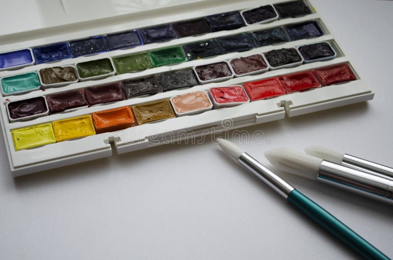 Multi Tools Artists Paint Brushes the Watercolor Box Paints Stock Image Image of paintbrush