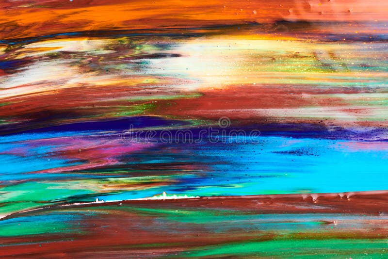 Multicolor brush strokes abstract background. Colorful acrylic ink blots and stains pattern, wallpaper print, fluid art stock images