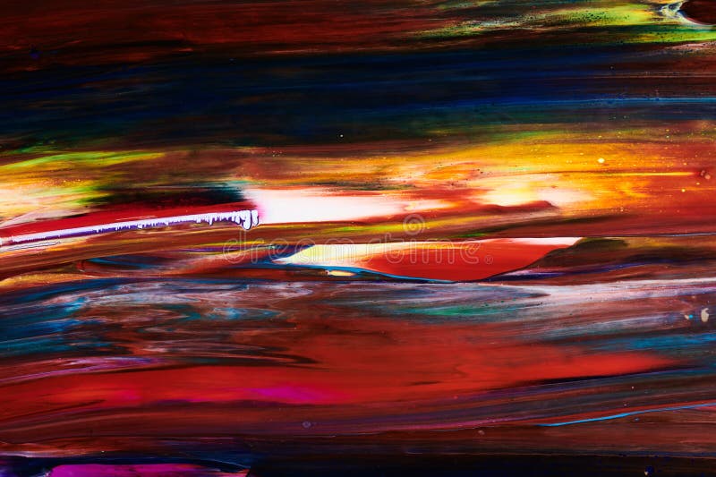 Multicolor brush strokes abstract background. Colorful acrylic ink blots and stains pattern, wallpaper print, fluid art stock photography