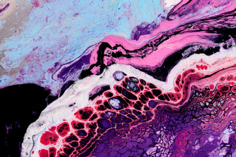 Multicolor brush strokes abstract background. Colorful acrylic ink blots and stains pattern, wallpaper print, fluid art stock photo
