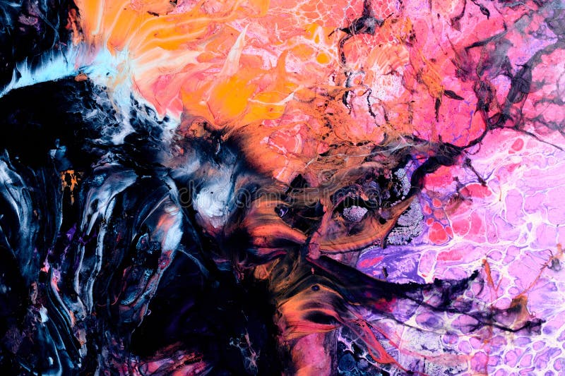 Multicolor brush strokes abstract background. Colorful acrylic ink blots and stains pattern, wallpaper print, fluid art stock images