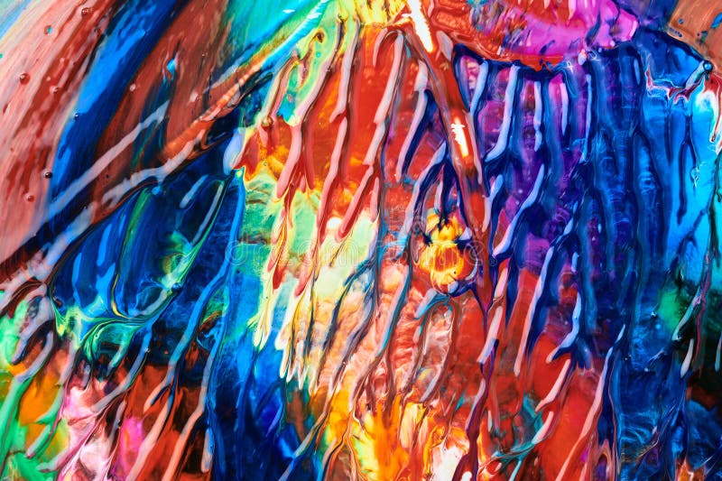 Multicolor brush strokes abstract background. Colorful acrylic ink blots and stains pattern, wallpaper print, fluid art royalty free stock photography