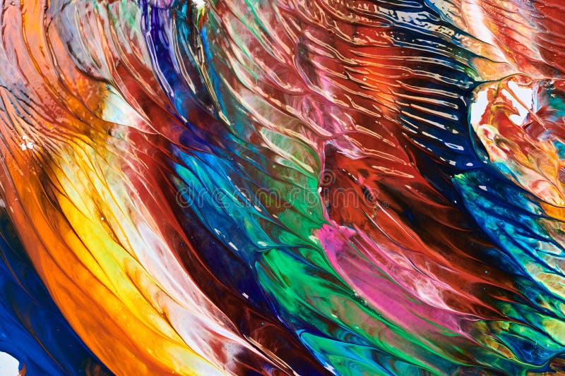 Multicolor brush strokes abstract background. Colorful acrylic ink blots and stains pattern, wallpaper print, fluid art royalty free stock image