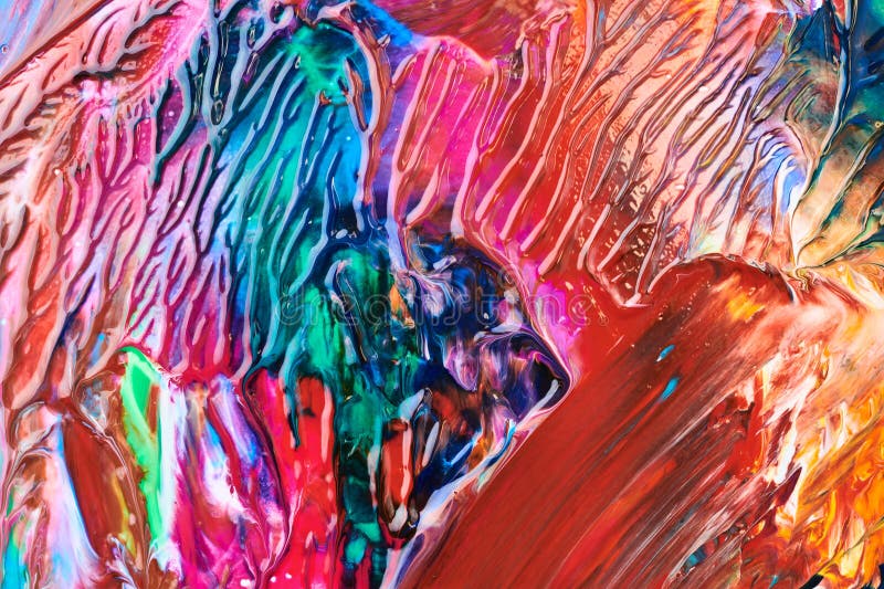 Multicolor brush strokes abstract background. Colorful acrylic ink blots and stains pattern, wallpaper print, fluid art stock images